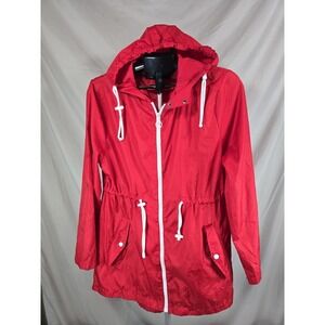 Big Chill Freestyle Womens Red Full Zip Windbreaker Long Jacket Size M Y2K